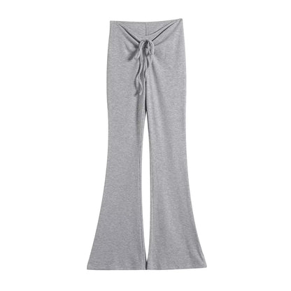 Women's slim fit pleated lace up casual pants