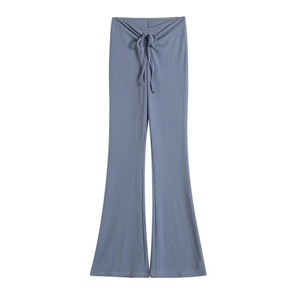 Women's slim fit pleated lace up casual pants