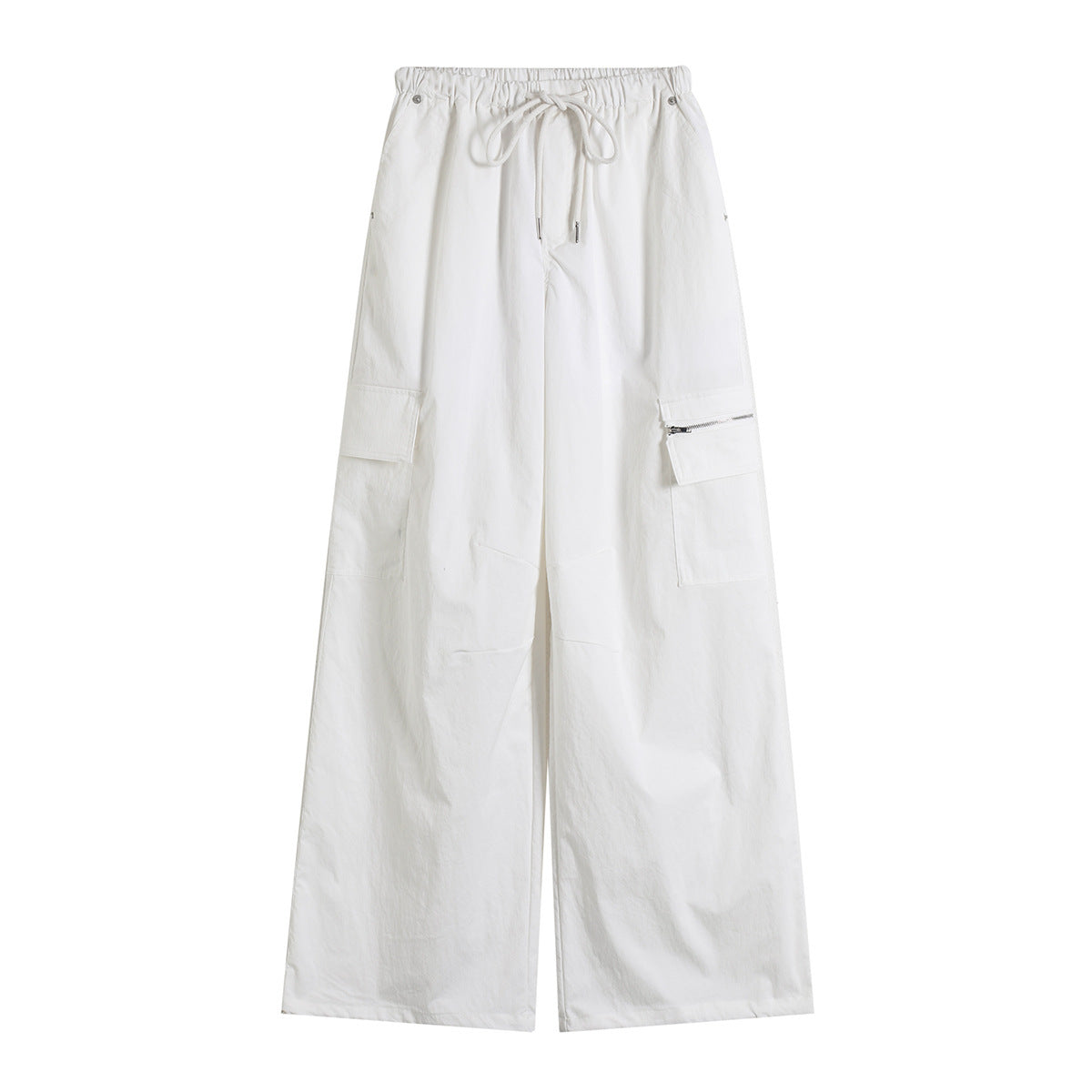 High waisted elastic drawstring loose wide leg pants