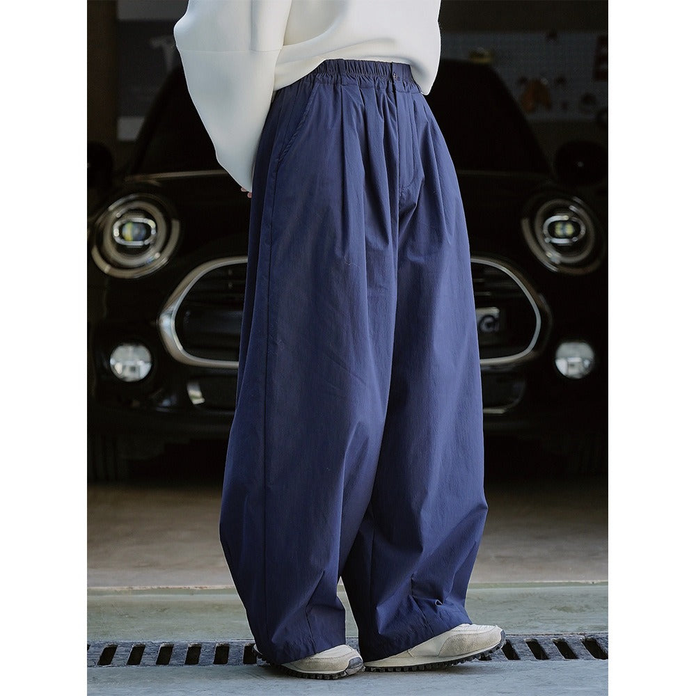 Japanese retro silhouette high waisted wide leg casual pants, loose and slimming, cotton padded thick warm pants for women