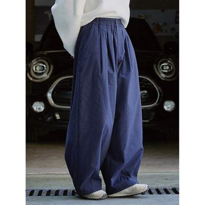 Japanese retro silhouette high waisted wide leg casual pants, loose and slimming, cotton padded thick warm pants for women